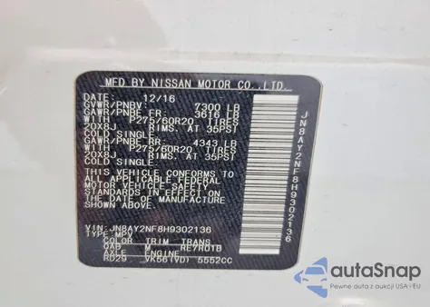 2017 Nissan Armada Platinum from USA, damaged, VIN JN8AY2NF8H9302136